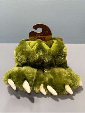 Lazy One Green Dino Paw Slippers